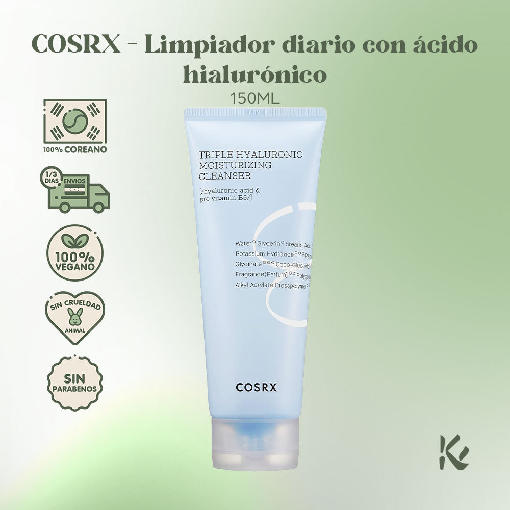 COSRX Hydrium Triple Hyaluronic Moisturizing Cleanser - Ácido Hialurónico + Limpiador Hidratante Profundo - Korean Skin Care