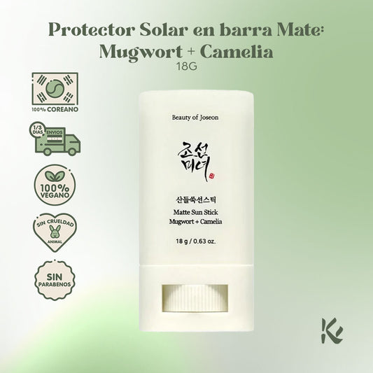 Beauty Of Joseon Matte Sun Stick: Mugwort + Camelia - Protector Solar en Barra SPF50 PA++++ - Korean Skin Care