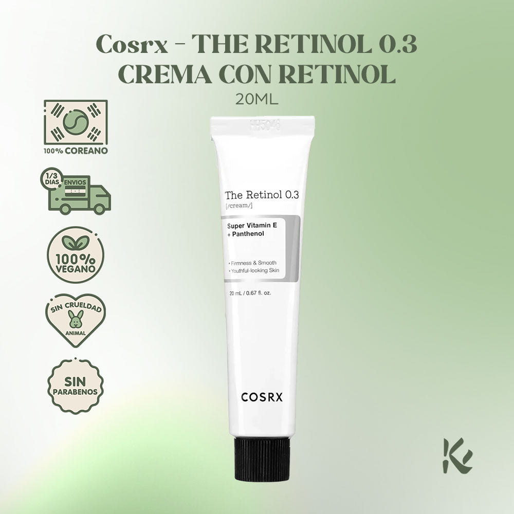 COSRX The Retinol 0.3 Cream - Retinol Puro, Retinol Tocotrienol, Pantenol y Adenosina - Antiedad y Revitalización - Korean Skin Care