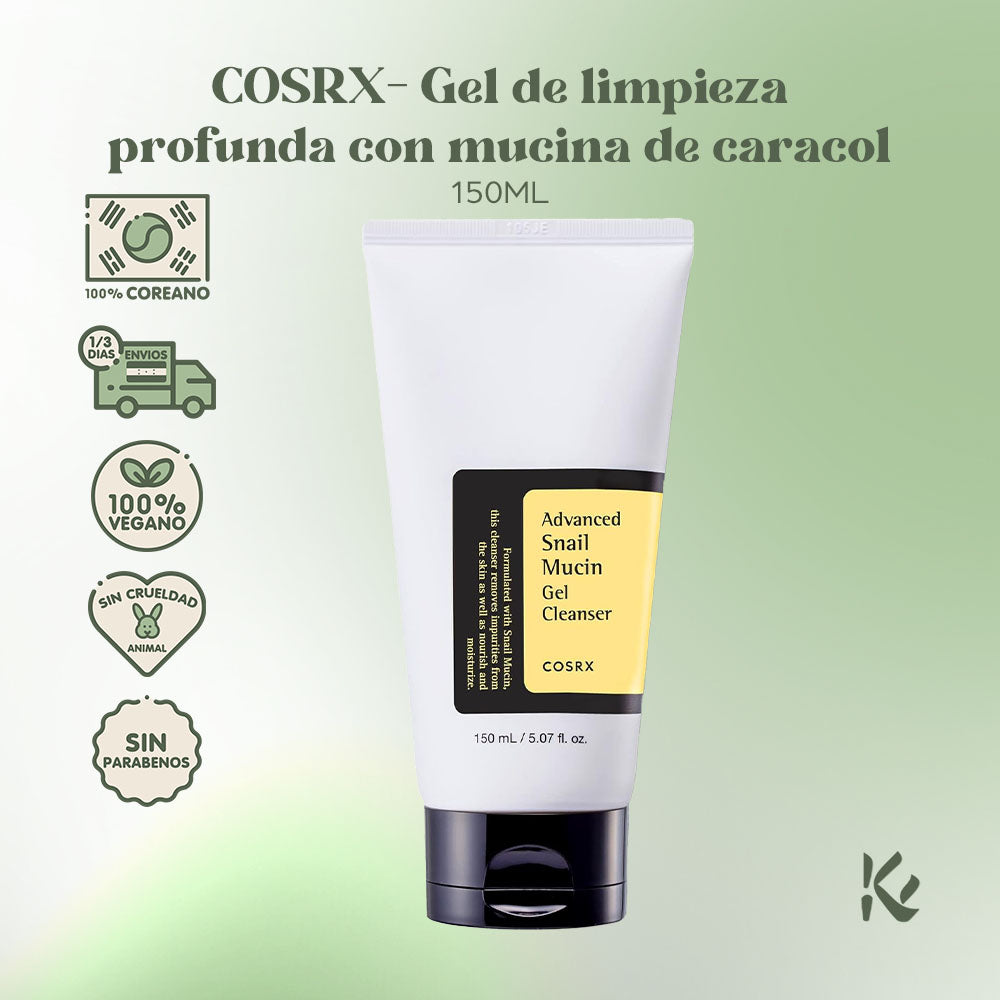 COSRX Sdvanced Snail Mucin Gel Cleanser - Gel de Limpieza Profunda - Regeneración Profunda + Hidratación Suave - Korean Skin Care