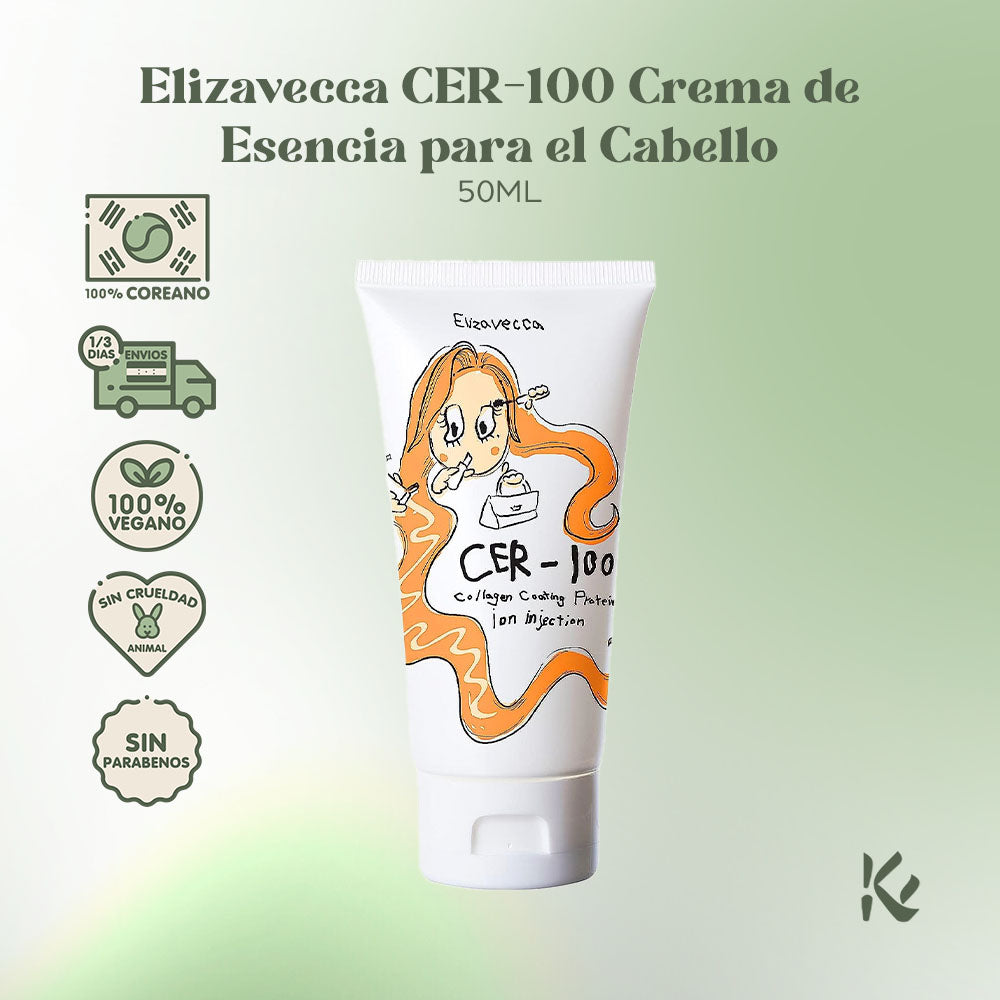 Elizavecca CER-100 Crema de Esencia para el Cabello - Inyección de Iones de Proteína de Recubrimiento de Colágeno - 1.7 fl oz - Nutrición y Reparación Profunda