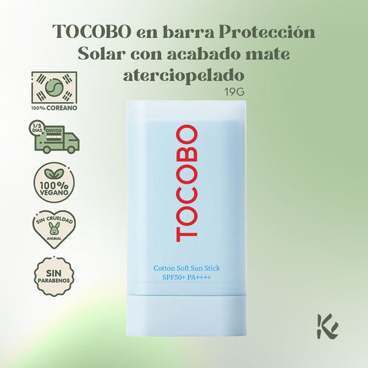 TOCOBO Protección Solar en Barra de Algodón - SPF50+ PA++++, Extracto de Algodón para protección UV, control de sebo y acabado mate - Korean Skin Care